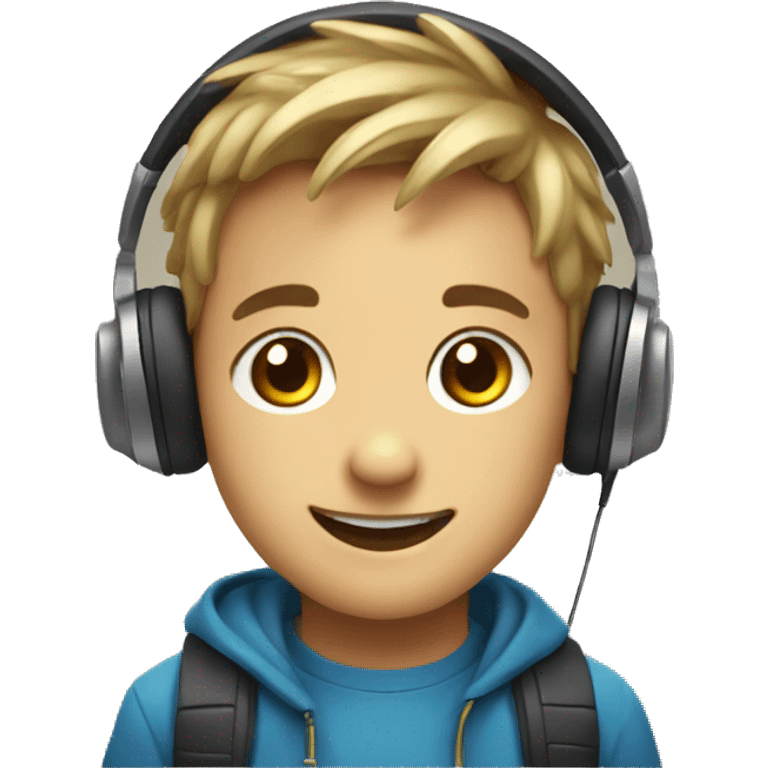 smiling boy with headphones and goatie emoji