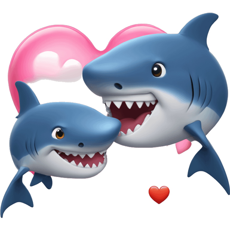 Une requin et un dauphin avec un coeur entre les deux emoji