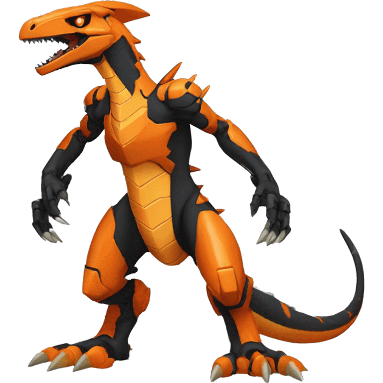  Cool Edgy Black Orange Digimon-Fakemon-Guilmon-Velociraptor-Dragon-Mecha full body emoji