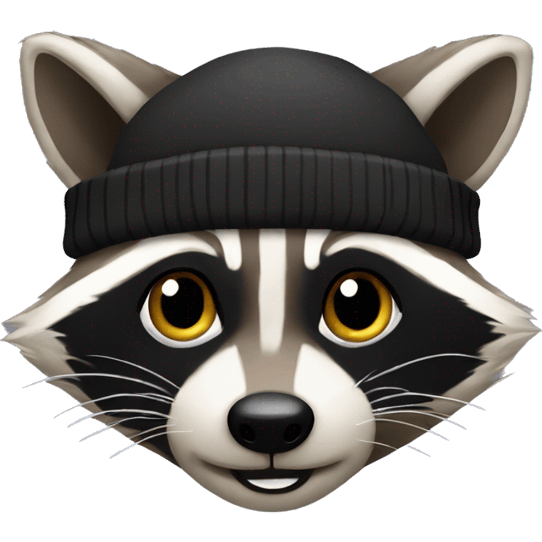 Raccoon with a black beanie emoji