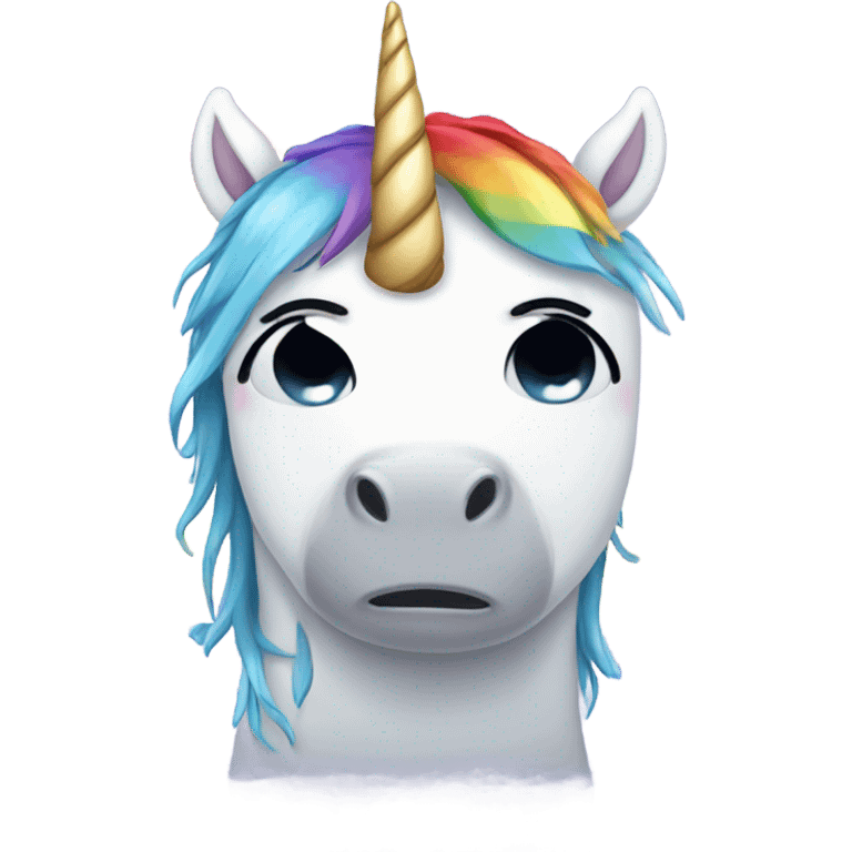 Sad unicorn crying rainbow tears emoji