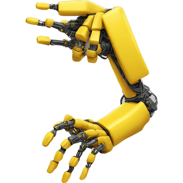 yellow robotic bicep with shocks and circuits that’s attached to the forearm emoji