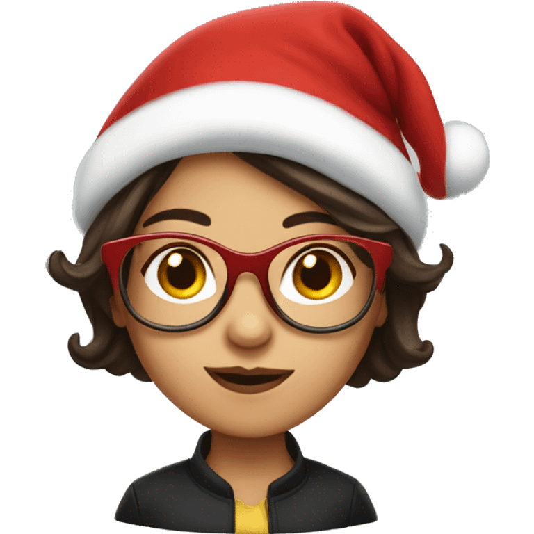 Brunette Girl with glasses dressed like Kris Kringle emoji