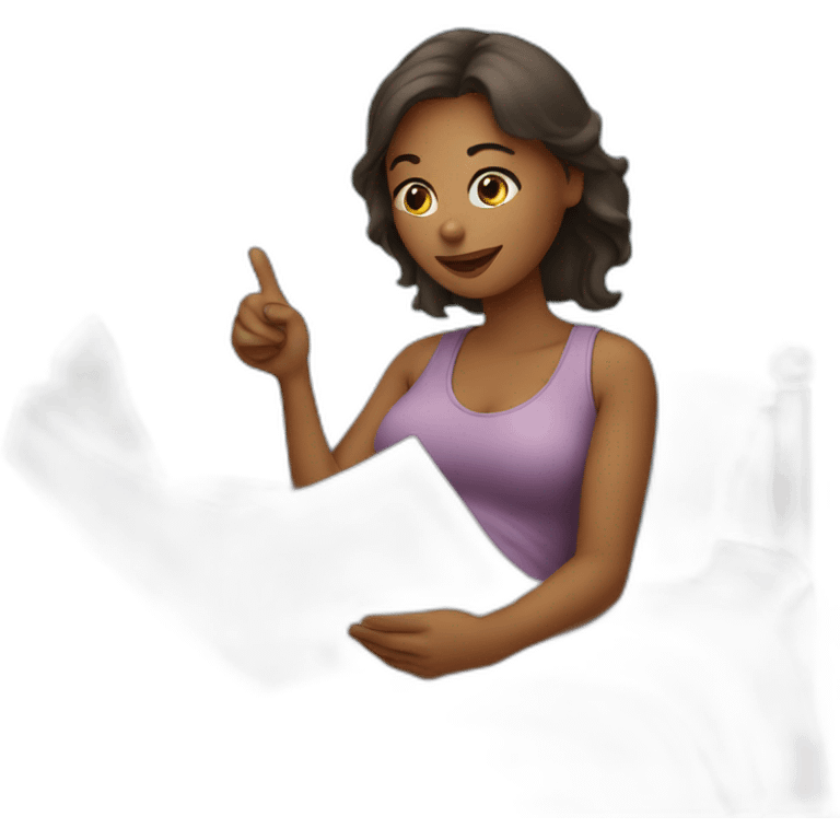 Woman holding a goodnight message emoji