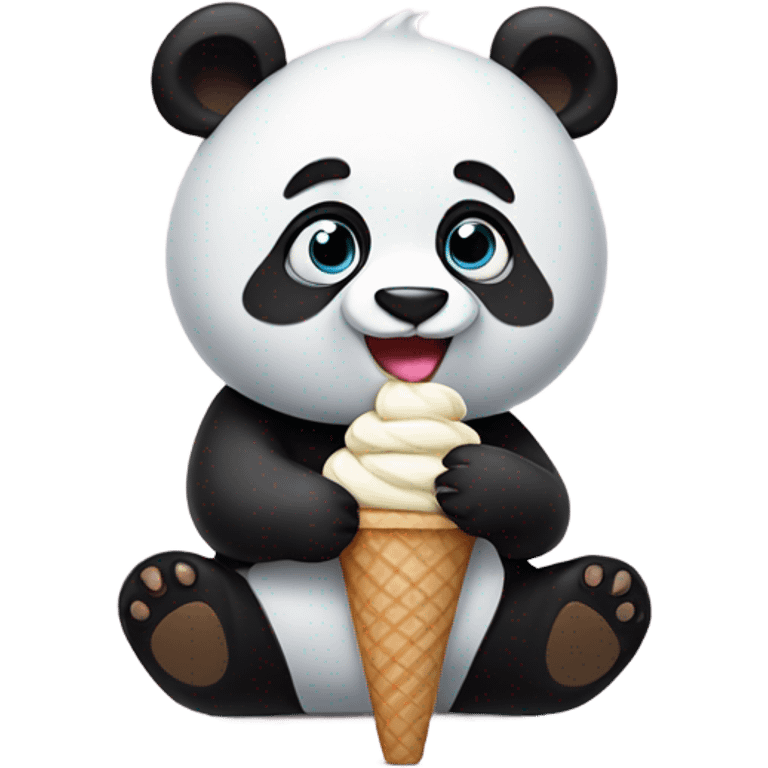 Panda eating ice cream emoji