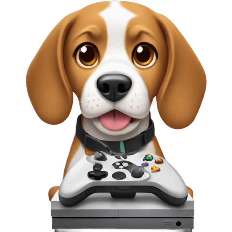 Beagle playing xbox emoji