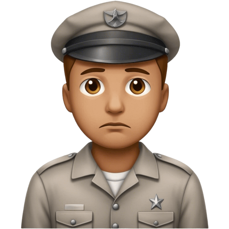 Basic Sad man emoji except he’s wearing a concentration camp inmate unfoorm   emoji