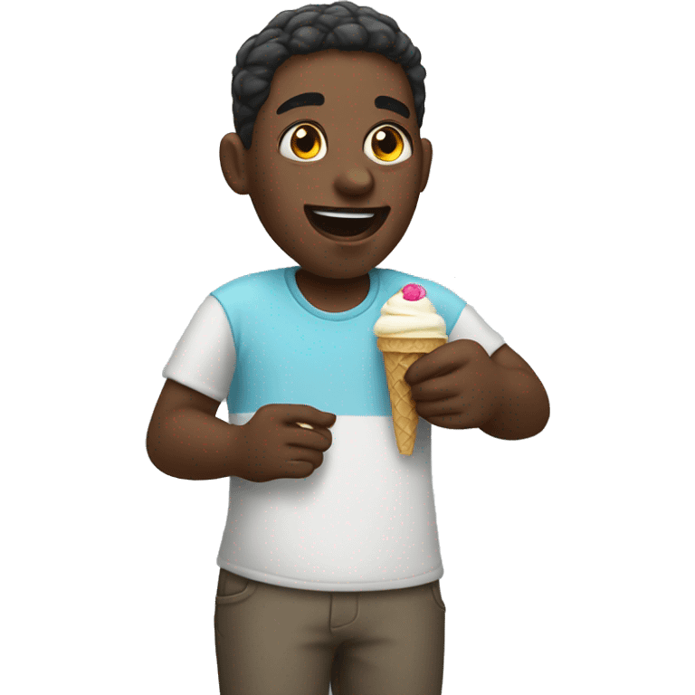 Black person eating ice cream emoji