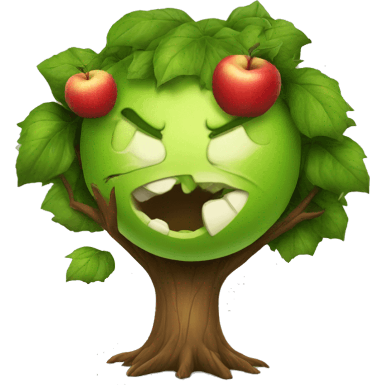 Angry apple bites the good tree emoji