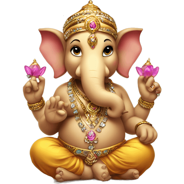 cute ganesh with bling bling emoji