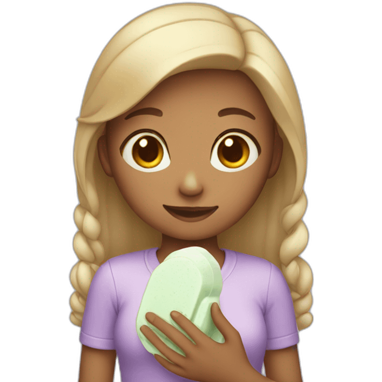 girl holding soap emoji