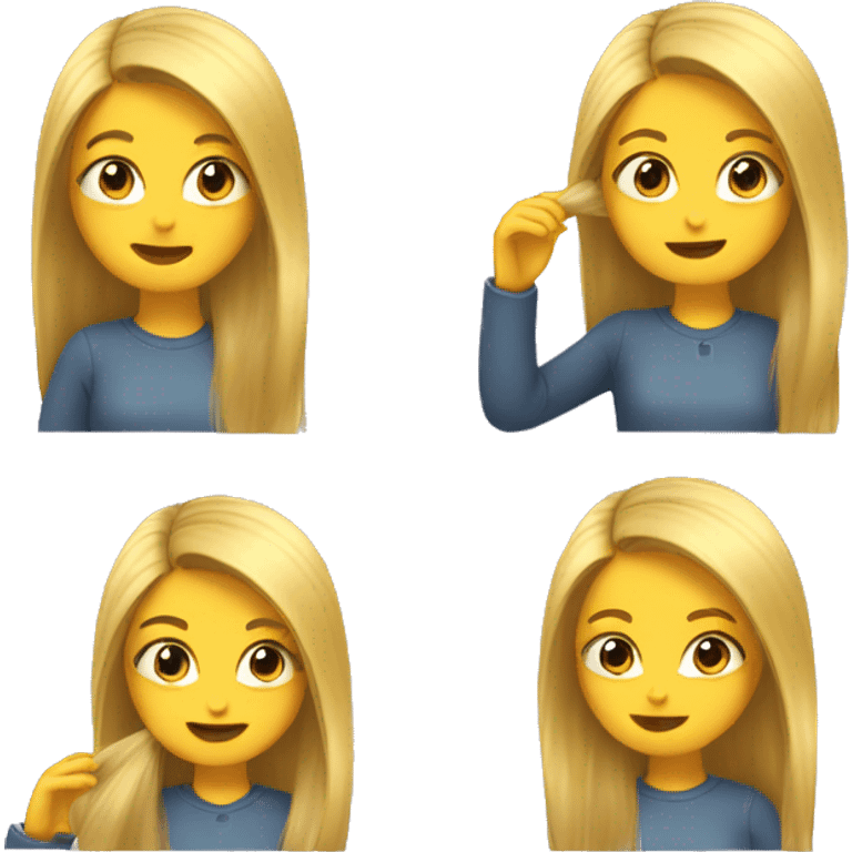 emoji girl, combing her hair emoji