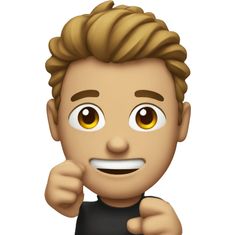 Smiling face holding finger guns to head emoji