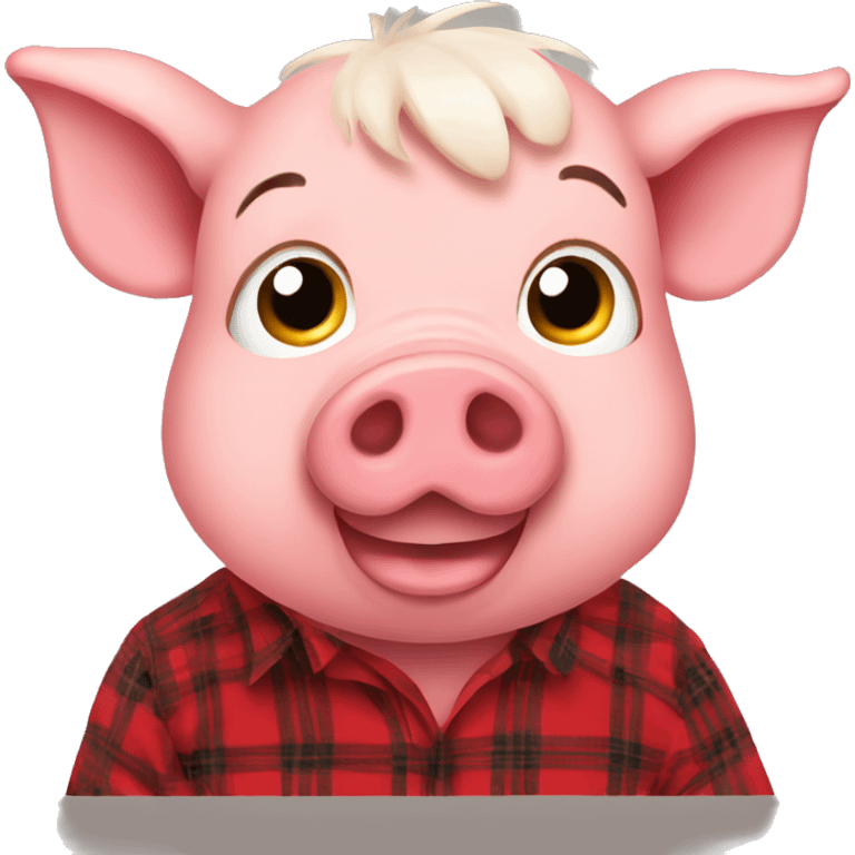 Pig wearing red flannel shirt  emoji