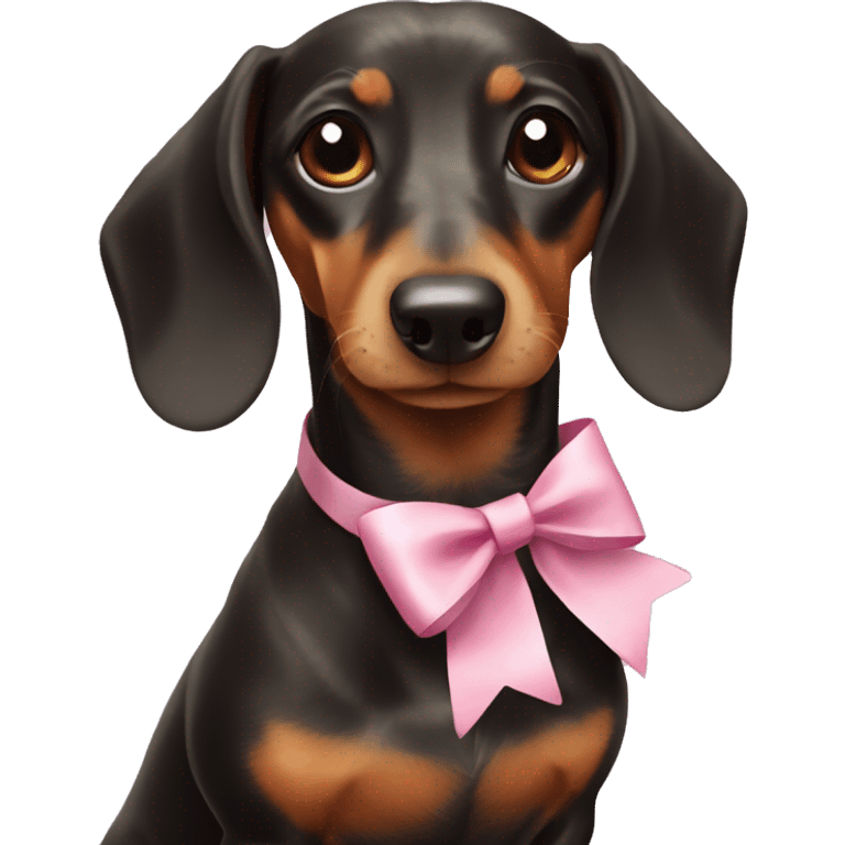 A cute dachshund with a bow emoji