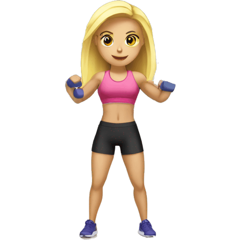 blonde girl training in gym  emoji