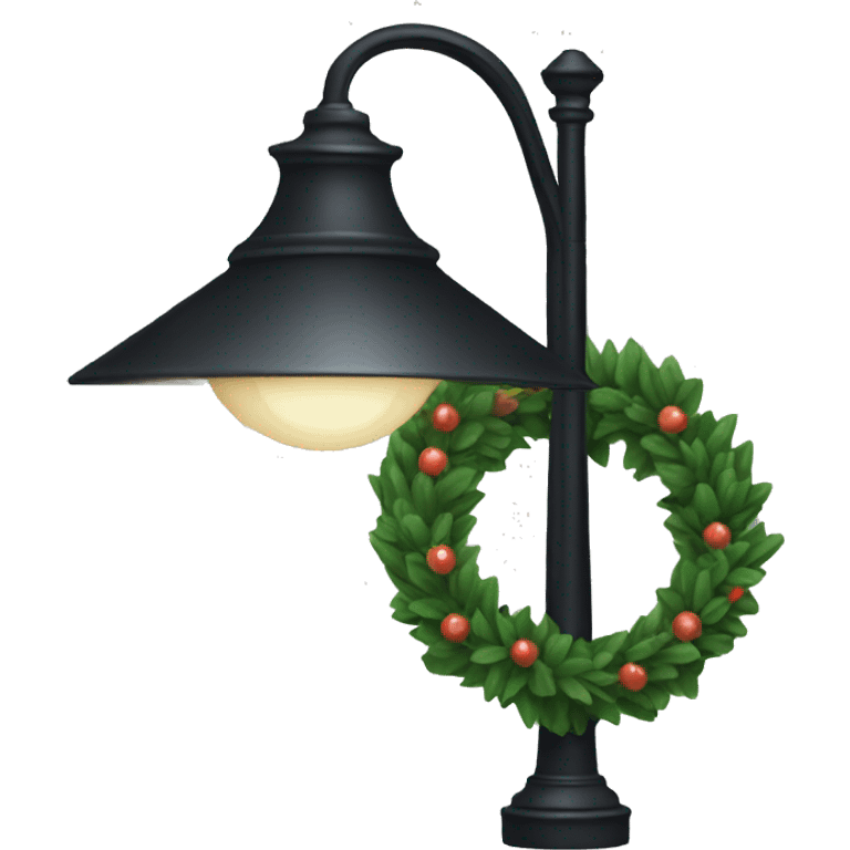 Black street lamp with wreath on it emoji