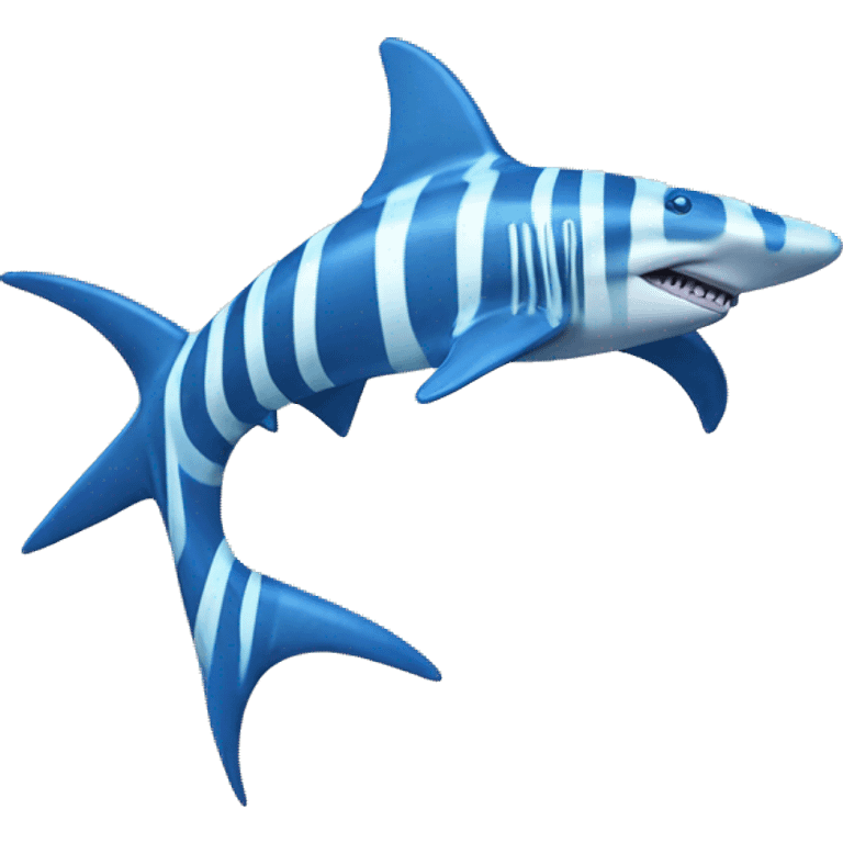 coral colored hammerhead shark with blue zebra stripes  emoji