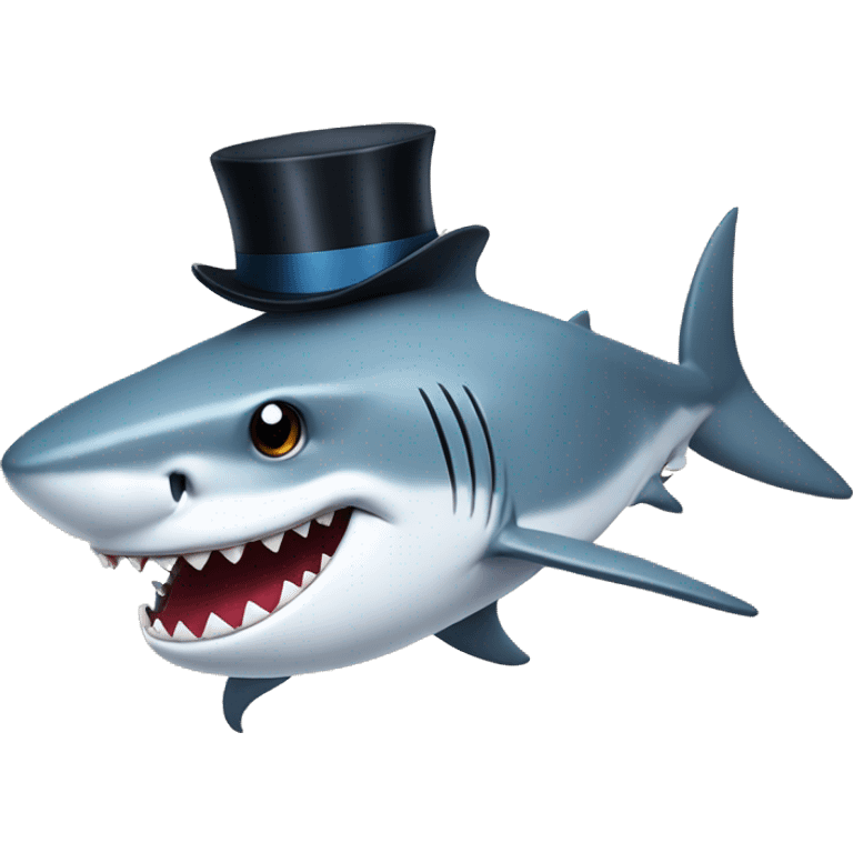 Shark with a top hat emoji