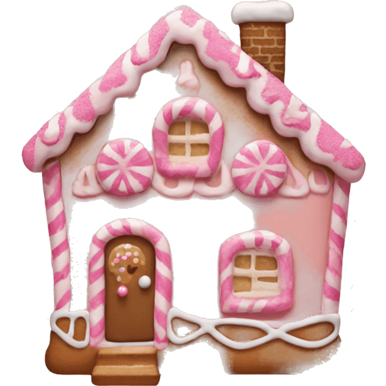 A pink gingerbread house emoji