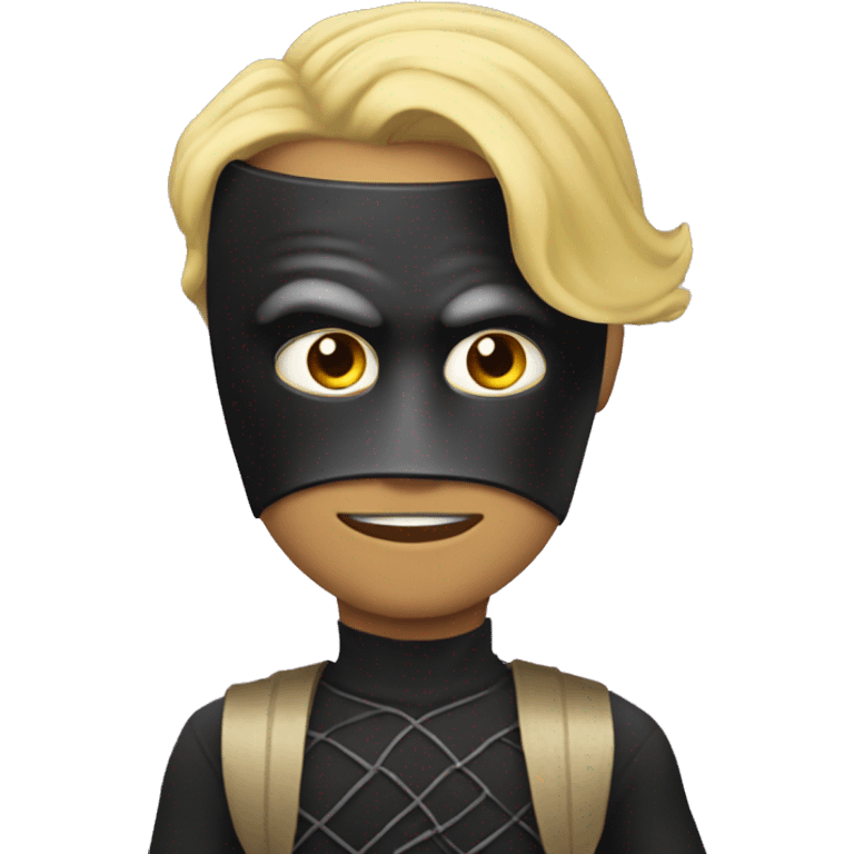 Blonde man dressed as batmab with mask emoji