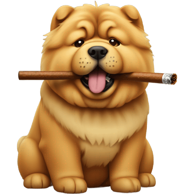 chow chow dog holding cigar  emoji