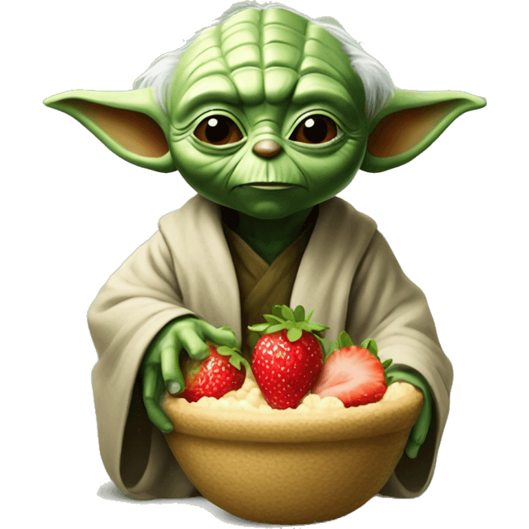 yoda with strawberry in his had emoji