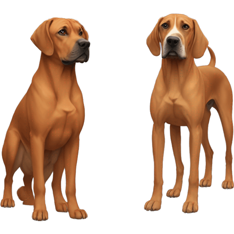 white male with long rainbow colored hair standing alongside a brown rhodesian ridgeback emoji