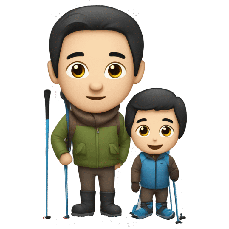 grandfather with black hair and baby ski emoji