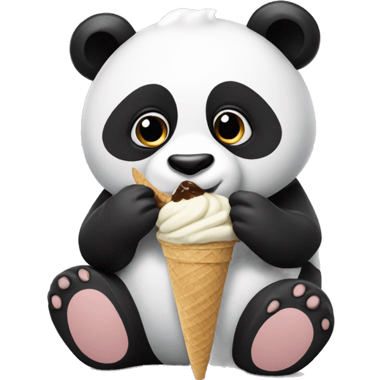 Panda eating ice cream emoji