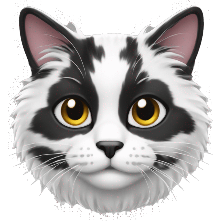 Cat black and white poils longs emoji