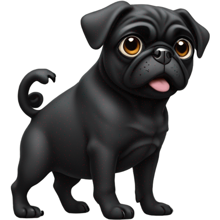 Black pug giving the thumbs down sign emoji