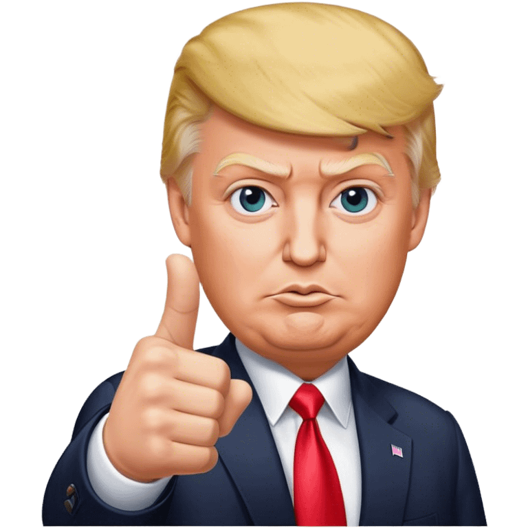 Super realistic Donald Trump pointing index finger up, realistic face emoji