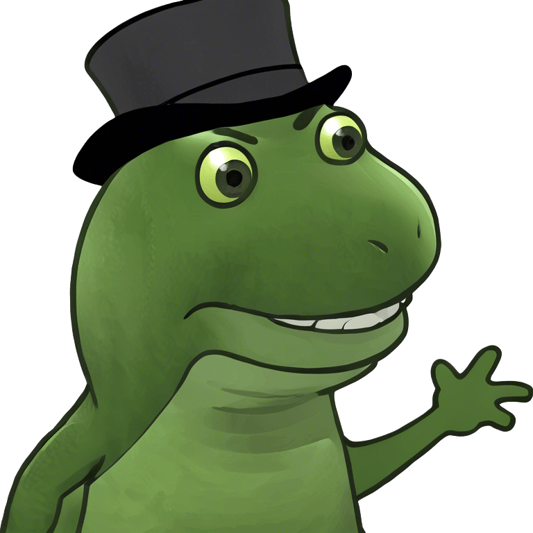 A dinosaur with a top hat  emoji