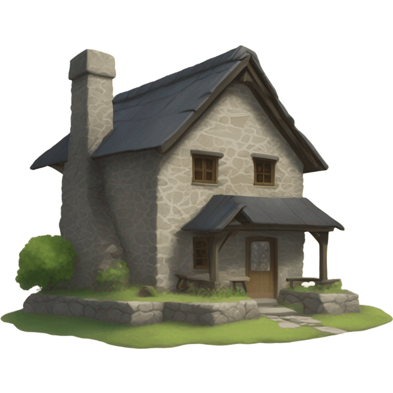 Stone cottage house with anime coming out the chimney  emoji