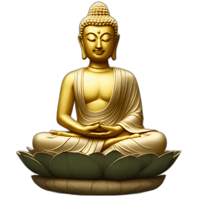 Moine en position de lotus, avec une statue de bouddha emoji