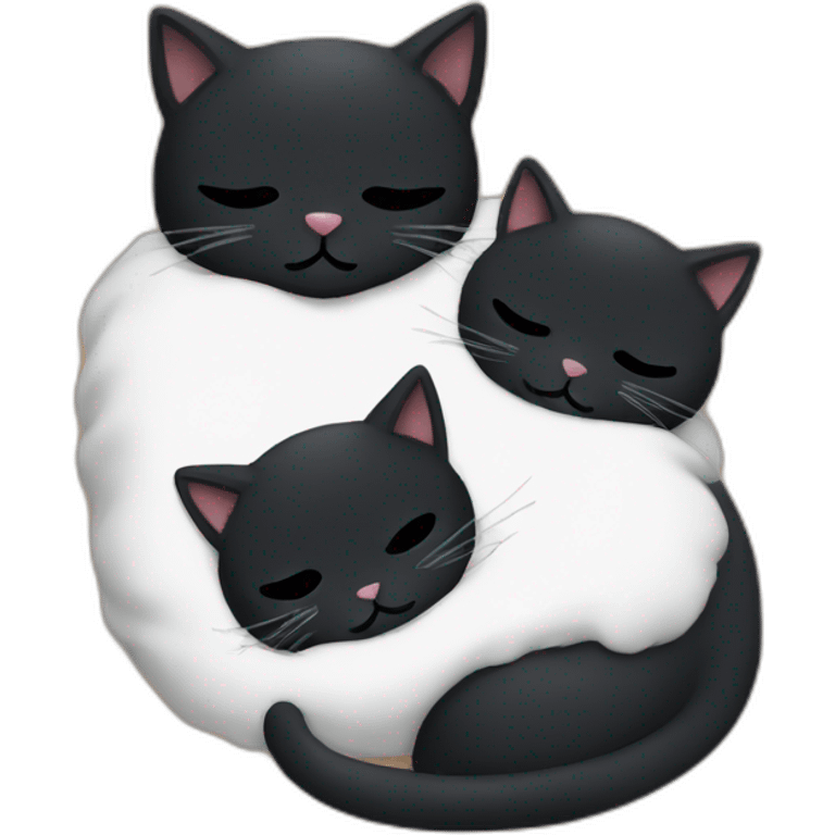 three black cats sleeping together emoji