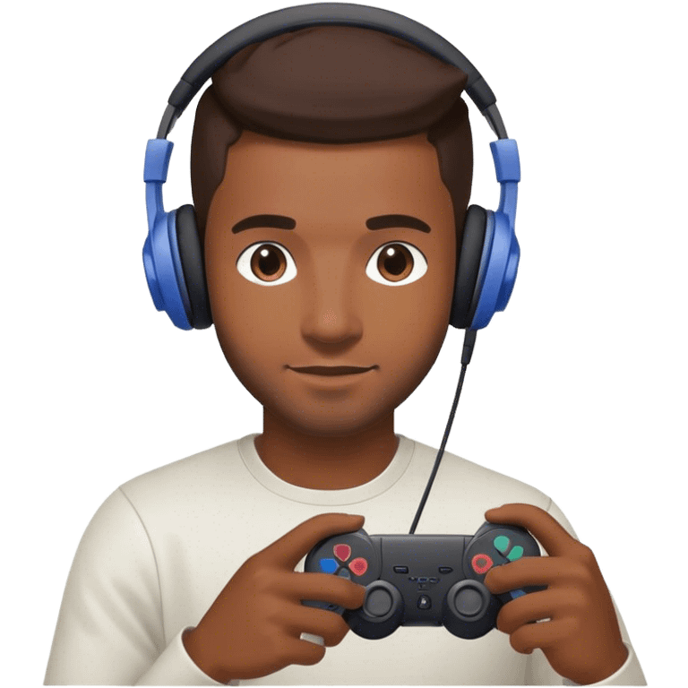 Muchacho guapo con audífonos jugando playstation emoji