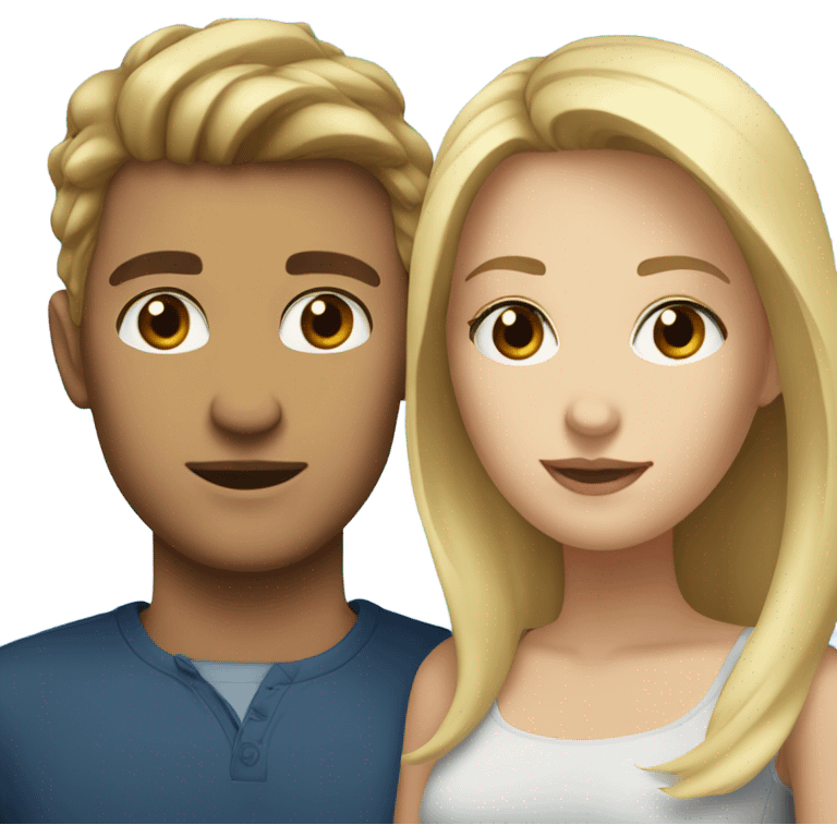 A brunette woman with brown eyes and a blonde man with blue eyes emoji