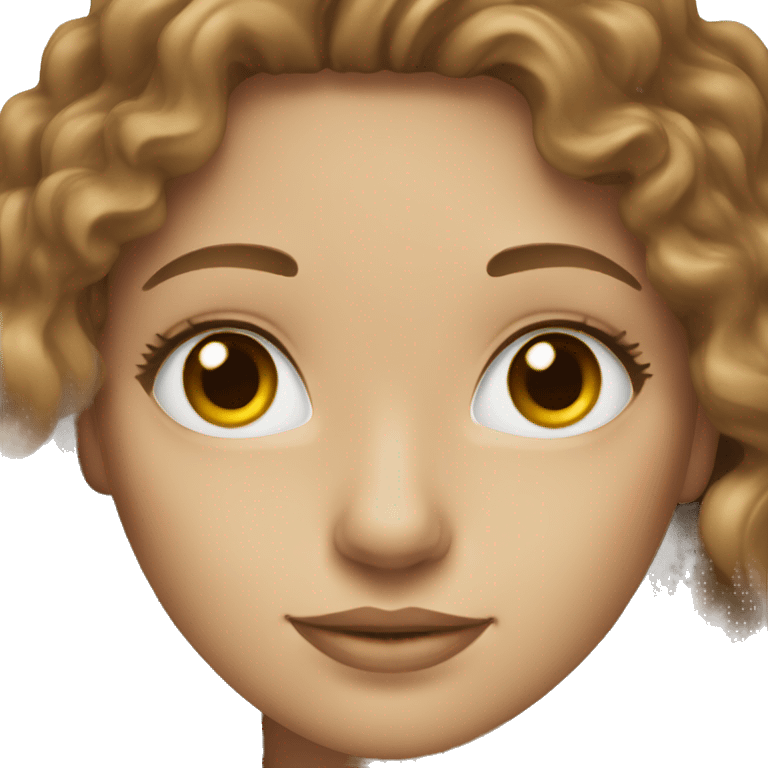 a white woman with hazel eyes and long curly wavy brown hair emoji