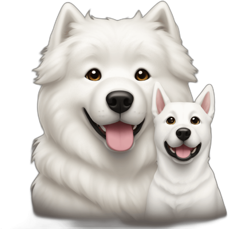 white samoyed and BLACK labrador emoji