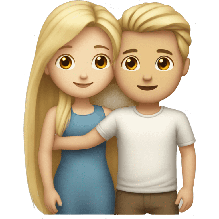 girl with long blonde hair hugging white boy with brown faded hair emoji