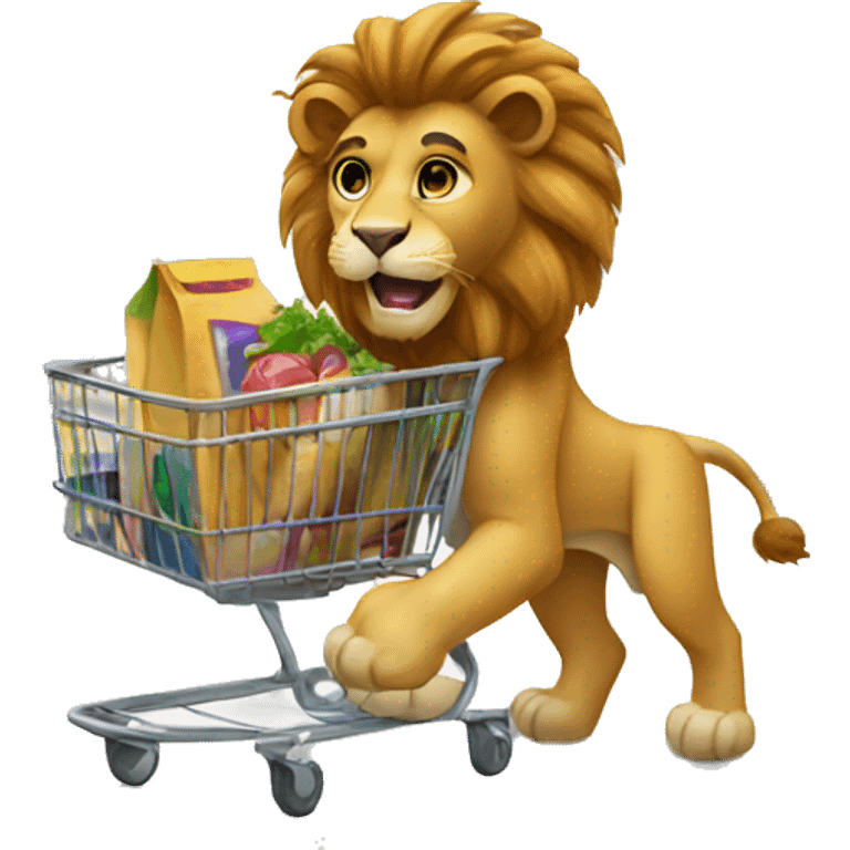 a Lion doing shopping emoji