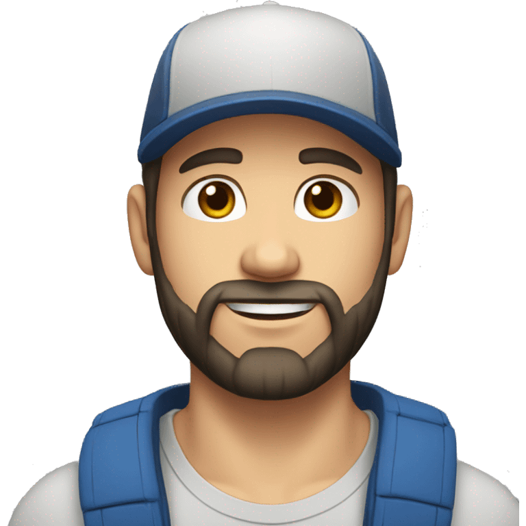 young dark-haired white man with a cap and beard emoji