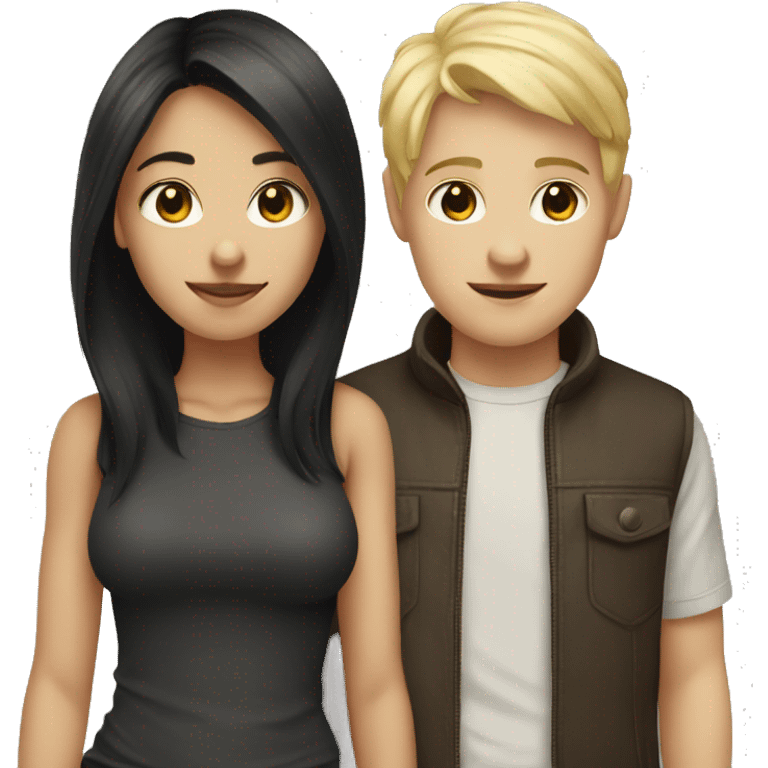 dark hair girl and blonde hair boy  emoji