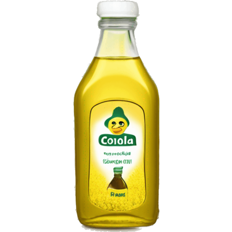 a single bottle of rapeseed oil with conola plant emoji