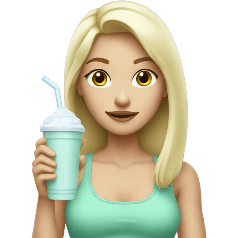 Protein shake blond girl drink mint clothes emoji