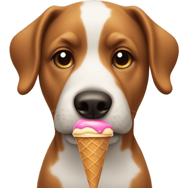 Dog holding ice cream cone emoji