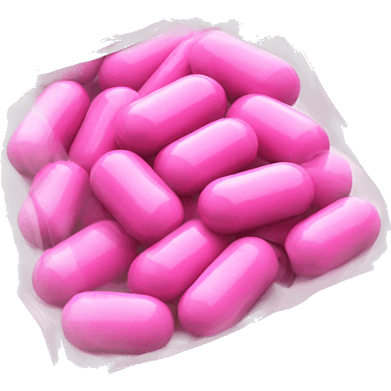 pink pills in a plastic bag emoji