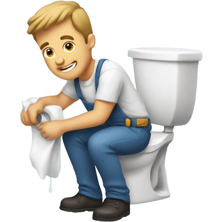 Dad fixing toilet and bathroom floor emoji